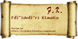 Földvári Klaudia névjegykártya